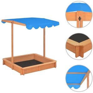 Sandkasten mit Verstellbarem Dach Tannenholz Blau UV50