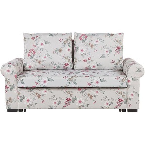 Schlafsofa Grau Blumenmotiv Polyester 2-Sitzer Schlaffunktion Pflegelleicht Schlafzimmer
