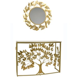 Konsolentisch + Spiegel Goldfarben Wandkonsole Wandspiegel Konsole Beistelltisch