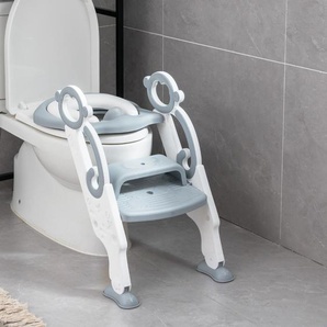 Kinder Toilettensitz mit Leiter und Griffe für Kleinkinder von 1 bis 5 Jahre Grau
