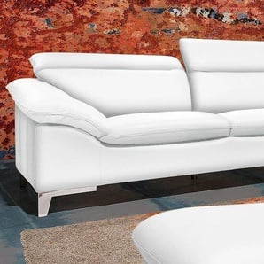 Polstergarnitur COTTA Sitzmöbel-Sets Gr. Luxus-Kunstleder, mit Kopfteilverstellung, weiß (altweiß) Couchgarnituren Sets Set: bestehend aus 2-Sitzer und Hocker, frei im Raum stellbar