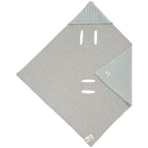 Lässig Einschlagdecke , Grau, Mintgrün , Textil , 0.5x78 cm , Gots , Babyheimtextilien, Schmusedecken