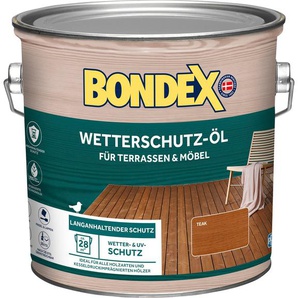 BONDEX Holzöl Wetterschutz-Öl Farben Semi transparent Gr. 2,5 l, braun (teak, braun) Holzfarben Lasuren