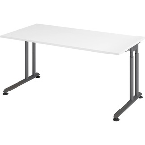 bümö® Schreibtisch Z-Serie höhenverstellbar, Tischplatte 160 x 80 cm in weiß, Gestell in graphit