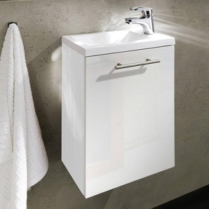 Handwaschplatz Waschtisch mit Waschbecken CALGARY-02 Hochglanz weiß B x H x T: ca. 40 x 50,5 x 22 cm