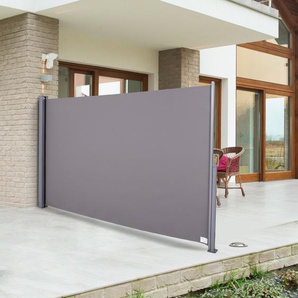 Outsunny® Seitenmarkise Sichtschutz Sonnenschutz Seitenrollo Polyester Grau 300x160 cm