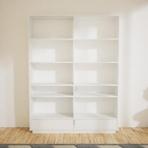 Aktenregal Weiß - Flexibles Büroregal: Schubladen in Weiß - Hochwertige Materialien - 151 x 200 x 34 cm, konfigurierbar