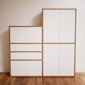 Regalsystem Weiß - Regalsystem: Schubladen in Weiß & Türen in Weiß - Hochwertige Materialien - 151 x 156 x 34 cm, konfigurierbar