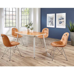 Design Essgruppe in Orange Weiß (fünfteilig)
