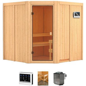 WELLTIME Sauna Merkur Saunen 9 kW-Bio-Ofen mit ext. Steuerung beige (naturbelassen) Saunen