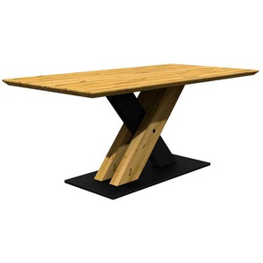Tisch Esszimmer hochwertig aus Eiche Massivholz und Metall Schweizer Kante