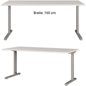 Schreibtisch höhenverstellbar PRATO-01 in Lichtgrau, B/H/T: ca. 160/80/80 cm