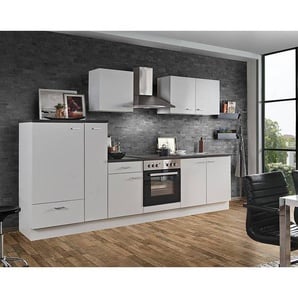 Küchenzeile White Classic 300cm LIVERPOOL-87 inklusive E-Geräte und Apothekerschrank