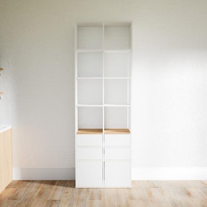 Schrankwand Weiß - Moderne Wohnwand: Schubladen in Weiß & Türen in Weiß - Hochwertige Materialien - 79 x 233 x 34 cm, Konfigurator