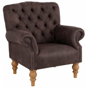 Sessel HOME AFFAIRE Lord Gr. Luxus-Microfaser Lederoptik, B/H/T: 86 cm x 93 cm x 84 cm, braun Polstersessel Sessel mit echter Chesterfield-Knopfheftung und Ziernägeln