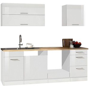 Küchenzeile 220 MARANELLO-03 Weiß Hochglanz Breite 220 cm ohne E-Geräte B x H x T ca. 220 x 200 x 60cm