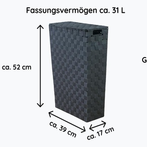 NISCHENWÄSCHEKORB - 31 oder 48 Liter - GRAU - Wäschesammler Wäschesortierer Wäschekorb Stoff geflochten Korb