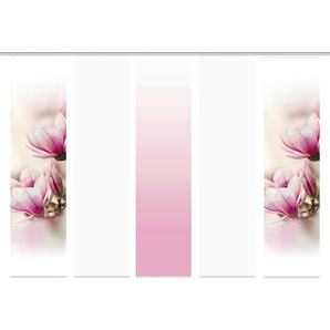 Flächenvorhang , Rosa , Textil , Blume , 60x245 cm , mit Paneelwagen, Metallabschlussleisten , Wohntextilien, Gardinen & Vorhänge, Schiebegardinen