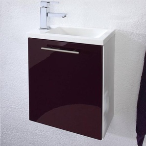 Handwaschplatz mit Waschbecken CALGARY-02 Hochglanz brombeer, weiß B x H x T: ca. 40 x 50,5 x 22 cm