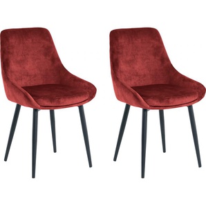Polsterstuhl SIT Stühle Gr. B/H/T: 48 cm x 84 cm x 57 cm, 2 St., Samt Samtoptik-uni, Rot, rot, schwarz Polsterstühle glamouröser Bezug in Samtoptik