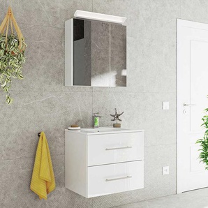 Badezimmer Set in Hochglanz Weiß Made in Germany (zweiteilig)