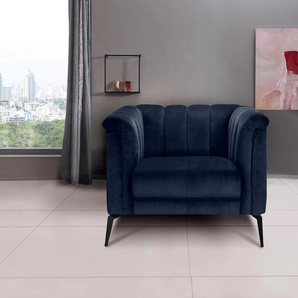INOSIGN Sessel Lomani, im stilvollem Design Samtoptik, Metallfüße, B/H/T: 95 cm x 74 90 blau Einzelsessel Wohnzimmer