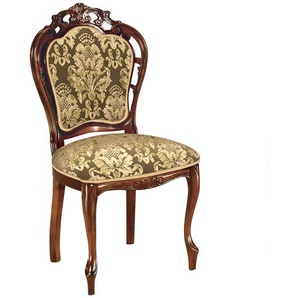Barockstil Stuhl in Nussbaumfarben Beige Gold