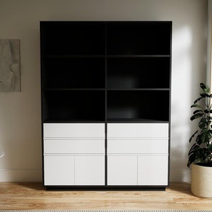 Aktenregal Graphitgrau - Büroregal: Schubladen in Weiß & Türen in Weiß - Hochwertige Materialien - 151 x 200 x 34 cm, konfigurierbar