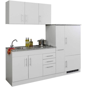Single-Küche 210 TERAMO-03 Weiß Breite 210 cm inkl. Kühlschrank B x H x T ca. 210 x 200 x 60cm