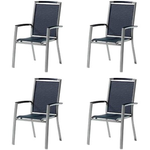 Gartenstuhl SIEGER Trento Stühle Gr. B/H/T: 68 cm x 98 cm x 62 cm, Aluminium, silberfarben (silber, silber) Gartenstühle Stühle