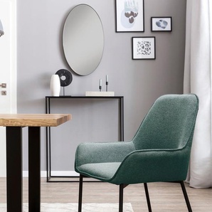 Esszimmerstuhl SALESFEVER Stühle Gr. B/H/T: 56 cm x 90 cm x 54 cm, 2 St., Struktur (100% Polyester), Metall, grün (tannengrün, schwarz) Esszimmerstühle Stühle Bezug aus Strukturstoff