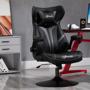 Vinsetto Gaming Stuhl mit Rallystreifen Schwarz Weiß 67 cm x 75 cm x 112 cm