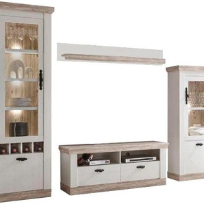 Wohnwand HOME AFFAIRE Florenz Kastenmöbel-Sets , weiß Holz Wohnwände Wohnwand Wohnzimmerschrankwand Kastenmöbel-Sets im romatischen Landhauslook
