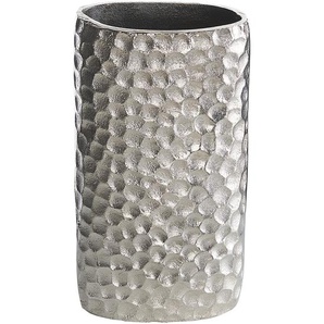 Dekovase Silber 31 cm Aluminium mit glänzender Oberfläche Pflegeleicht Wohnartikel Moderner Glamouröser Stil
