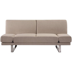 Sofa Beige Polsterbezug 2-Sitzer Schlaffunktion Verstellbare Armlehnen Skandinavisch Modern Wohnzimmer