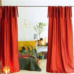 Faux-Silk-Vorhang dunkles Orangerot - bunt - Vorhang: 100 % Faux Silk, Futter: 100 % Baumwolle - Vorhänge - Gardinen - Schlaufenschals