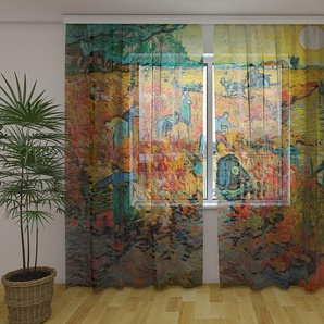 Gardinen & Vorhänge aus Chiffon transparent. Fotogardinen 3D Vincent van Gogh Red Vineyard at Arles