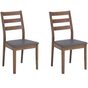 Praktisches Stuhl-Set 2er Set Grau/Braun Gummibaumholz