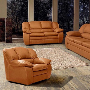 Polstergarnitur COTTA Sitzmöbel-Sets Gr. H: 90 cm, Luxus-Microfaser, braun (brandy) Couchgarnituren Sets Garnitur: Sessel, 2-Sitzer, 2,5-Sitzer