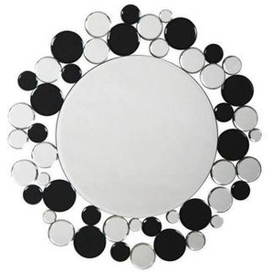 Wandspiegel , Schwarz, Silber , Metall, Glas , rund , 80x80x5 cm , Schlafzimmer, Spiegel, Wandspiegel