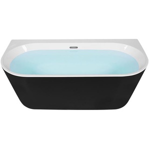 Badewanne Schwarz 170 x 80 cm Oval aus Sanitäracryl Minimalistisch Badezimmerzubehör Modernes Design