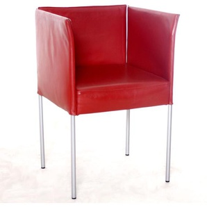 Sessel, Besprechungsstuhl KFF Echtleder, rot, gebrauchte Büromöbel