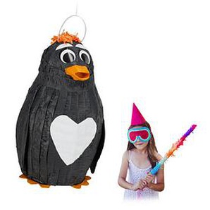 relaxdays Piñata schwarz Pinguin