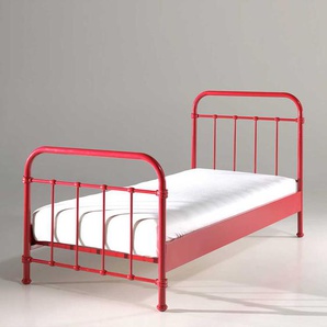 Bett in Rot Metall