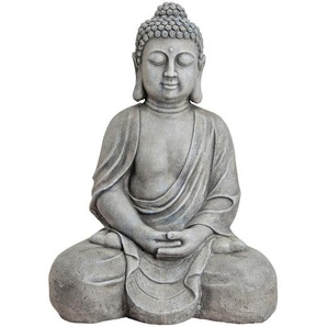 Buddha , Grau , Kunststoff , Buddha , 49x34x71 cm , sitzend , Dekoration, Skulpturen & Dekoobjekte, Skulpturen