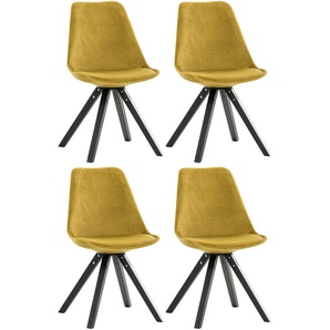 4er Set Stühle Pegleg Samt Square schwarz gelb