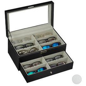 relaxdays Brillenbox schwarz 33,5 x 19,5 x 15,5 cm
