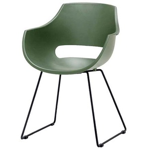 Kunststoff Esszimmerstühle in Grün Metallbügeln (4er Set)
