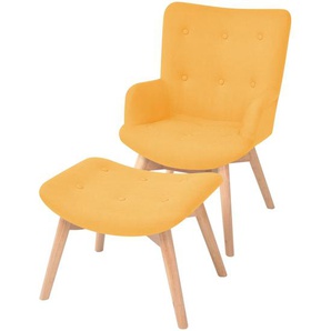Sessel mit Fußhocker Gelb Stoff