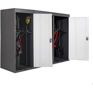 3er-Fahrradgarage HWC-H66, Fahrradbox Gerätehaus Fahrradunterstand, abschließbar Metall ~ anthrazit-hellgrau